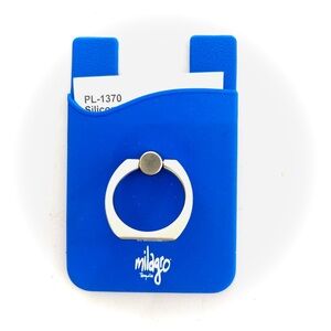 Milagro Blue Phone Wallet silicone card holder with metal Ring phone stand